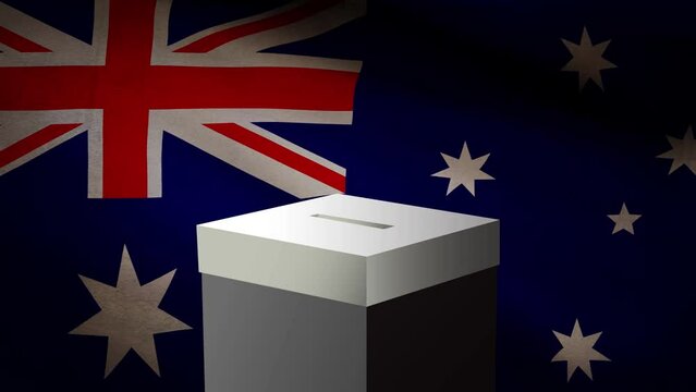 Casting vote into the ballot box during Australia election