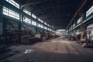 illustration, large repair industrial hall, generative ai.