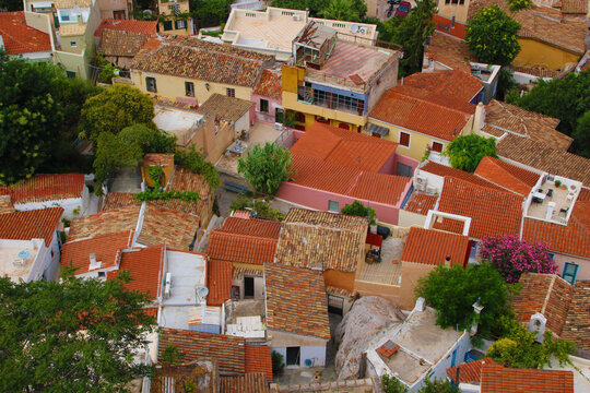 Image from above of Mediterranean tile roofs