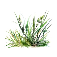 Watercolor green grass. Illustration AI Generative.