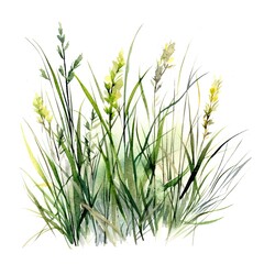 Obraz premium Watercolor green grass. Illustration AI Generative.