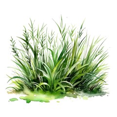 Watercolor green grass. Illustration AI Generative.
