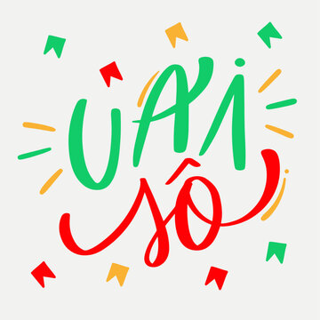Uai s&ocirc;. Brazilian regional expression in Modern hand Lettering. vector.