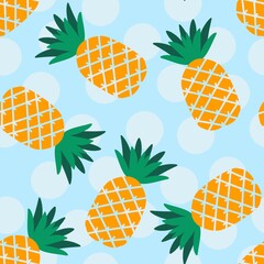 Cartoon summer fruit seamless pineapple pattern for wrapping paper and fabrics and linens and kids clothes print
