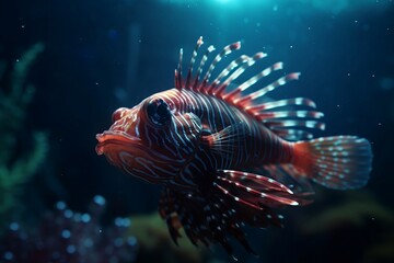 Naklejka na ściany i meble Sea fish at the depth of the sea or ocean. Generative AI.