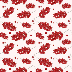 Vector seamless pattern wih red berries. Berries background.
