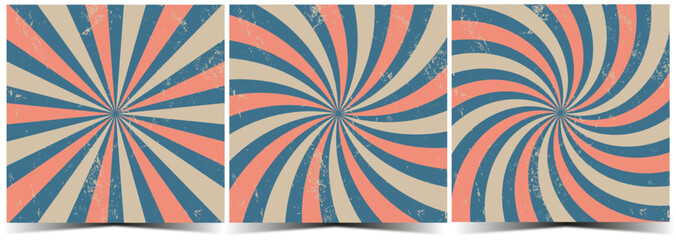 3 in 1. Grunge retro burst vector. Circus and carnival background 