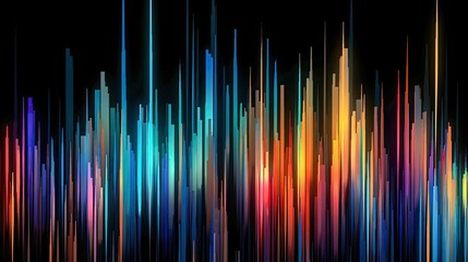 Digitally generated image of multicolored vertical bars. Futuristic Energetic and Vibrant Abstract Technology Background with Dynamic Vertical Motion. Productive AI