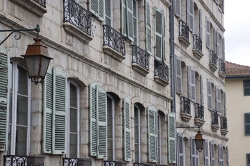 Facade of a house in the old town of Bayonne, France