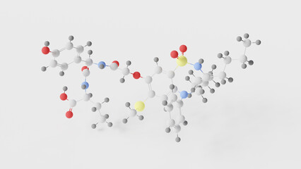 odevixibat molecule 3d, molecular structure, ball and stick model, structural chemical formula bylvay