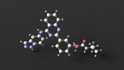 belumosudil molecule, molecular structure, rezurock, ball and stick 3d model, structural chemical formula with colored atoms