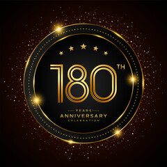 180th anniversary logo with golden color double line style