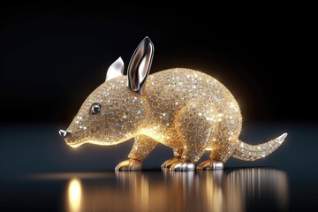 Obraz premium Chrystal and glitter aardvark or Orycteropus, burrowing, nocturnal mammal in Africa of the order Tubulidentata, insectivore with long snout, created with generative AI. 