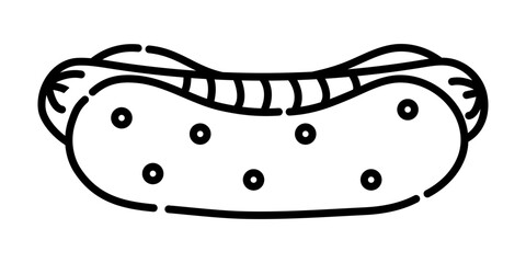 Hot dog black and white vector line icon