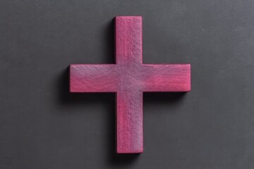 Obraz premium pink wooden cross against a black background Generative AI