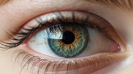 Photo of a striking blue and yellow eye in extreme close-up, cinematic scene