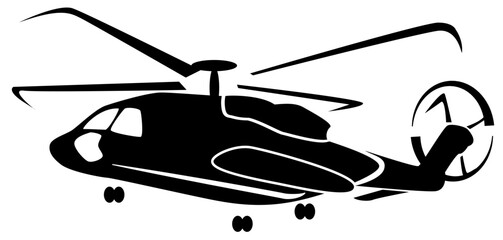 Helicopter illustration, black and gradient vector