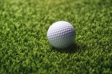 Obraz premium A golf ball sitting on top of a lush green field
