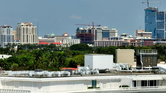 Aerial rise reveal Downtown West Palm Beach FL