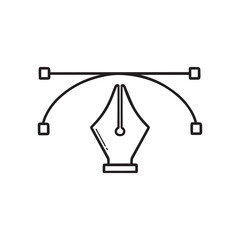 Pen tool cursor doodle icon. Graphic design software In sketch style. Hand drawn vector illustration isolated on white background