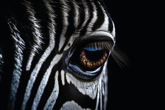Close up portrait of mesmerizing Zebra photography created with generative AI technology