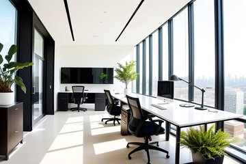 Business office interior, generative ai