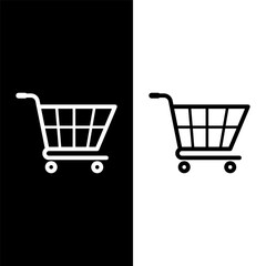 black and white trolley icon