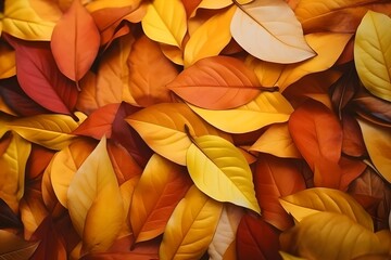 Autumn leaves natural background, generative ai - obrazy, fototapety, plakaty