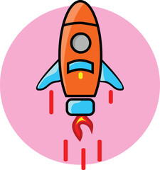 rocket space ship take off, isolated vector illustration. Simple retro spaceship icon.
