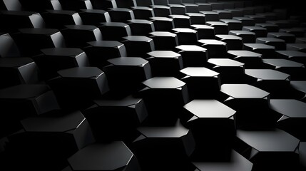 Obraz premium Modern Geometric Pattern: Black and White Minimalist Background with Hexagonal Structures