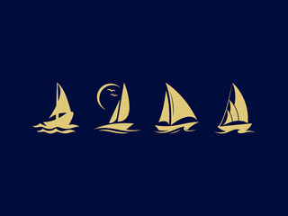sailing ship icon set logo