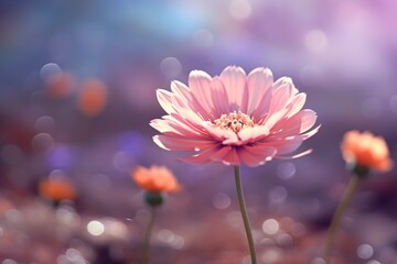 Illustration of a flowery background, detail of a colorful and beautiful flower. Ai generated.