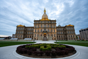 Michigan State Capitol Building & Surrounding Lansing Area Just Before Dusk