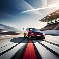 Racing sport car on circuit, Race supercar. - obrazy, fototapety, plakaty