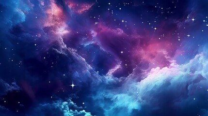 Obraz premium A vivid space with stars and clouds in a galaxy far away. Generative ai