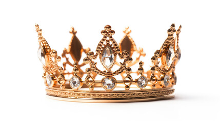 A gold crown on a white background. Generative AI.