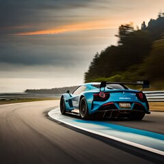 Obraz premium Racing sport car on circuit, supercar race.