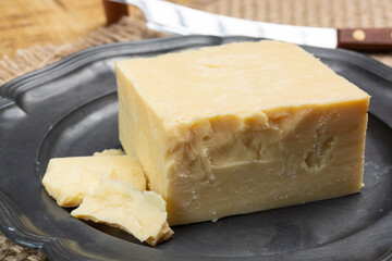 British cheeses collection, English matured smoked cheddar cheese