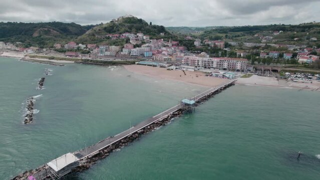 Impressive fishing platforms on stilts on the trabocchi coast Abruzzo 4k drone
