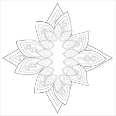 Coloring Book for adults. Hand drawn flowers in zentangle style for t-shirt design or tattoo and coloring book