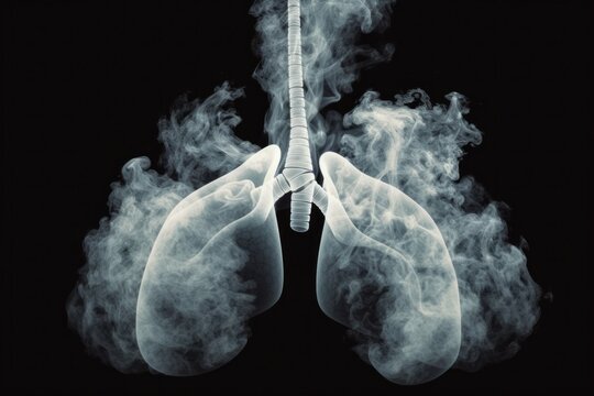 Abstract lungs in smoke. Medicine concept. AI generated, human enhanced