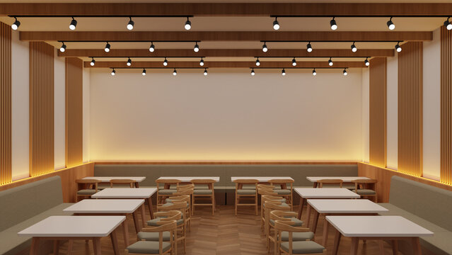 Interior of Japanese restaurant with simmetry view for background