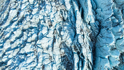 Glacier in Iceland. Pure Blue Ice at Winter Season. Frozen Beautiful Nature Landscape in North Europe Country. Global Warming and Climate Change Concept. Vatnajokull Glacier.