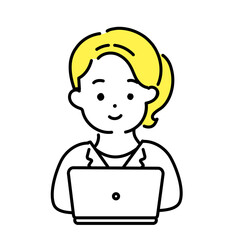かわいい人物のイラストシリーズ _ 女性のオフィスワーカー _ 笑顔　