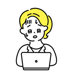 かわいい人物のイラストシリーズ _ 女性のオフィスワーカー _ 疲れた　