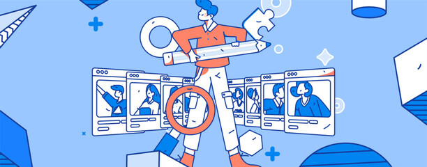 Job Interview People Flat Vector Concept Operation Hand Drawn Illustration
