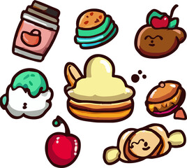 cute foods png graphic clipart design