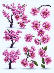 botanical colorful flower watercolor elements, generative ai.
