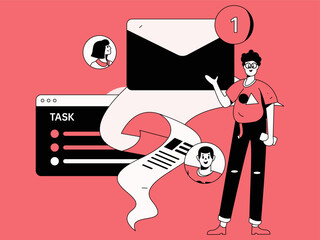 Job Interview People Flat Vector Concept Operation Hand Drawn Illustration
