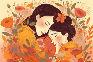 Heartwarming Mother's Day Illustration Design Created with Generative AI